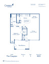 Blueprint of The Caspian Floor Plan, 1 Bedroom and 1 Bathroom at Camden Grand Harbor  Apartments in Katy, TX