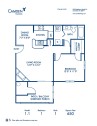 Blueprint of 1.1 Floor Plan, 1 Bedroom and 1 Bathroom at Camden Touchstone Apartments in Charlotte, NC