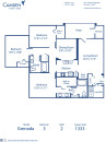 Blueprint of Grenada Floor Plan, 3 Bedrooms and 2 Bathrooms at Camden Hunters Creek Apartments in Orlando, FL