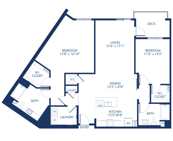 Blueprint of B9 Floor Plan, 2 Bedrooms and 2 Bathrooms at Camden Glendale Apartments in Glendale, CA