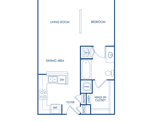 Blueprint of Tea Floor Plan, Studio with 1 Bathroom at Camden Midtown Atlanta Apartments in Atlanta, GA