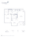 Blueprint of Bleriot Floor Plan, 1 Bedroom and 1 Bathroom at Camden Centreport Apartments in Ft. Worth, TX