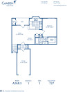 Blueprint of A2AR.3 Floor Plan, 1 Bedroom and 1 Bathroom at Camden Legacy Creek Apartments in Plano, TX