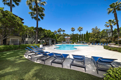 camden landmark apartments ontario ca turf and loungers at the pool