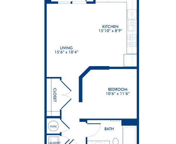Blueprint of A1-1 Floor Plan, Studio with 1 Bathroom at Camden Southline Apartments in Charlotte, NC