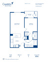 Blueprint of A1 Floor Plan, Apartment Home with 1 Bedroom and 1 Bathroom at Camden Belleview Station in Denver, CO