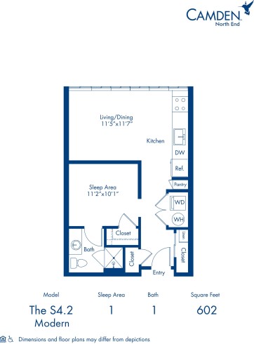 Camden North End apartments in Phoenix, Arizona studio floor plan S4.2