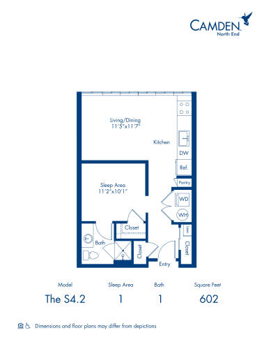 Camden North End apartments in Phoenix, Arizona studio floor plan S4.2