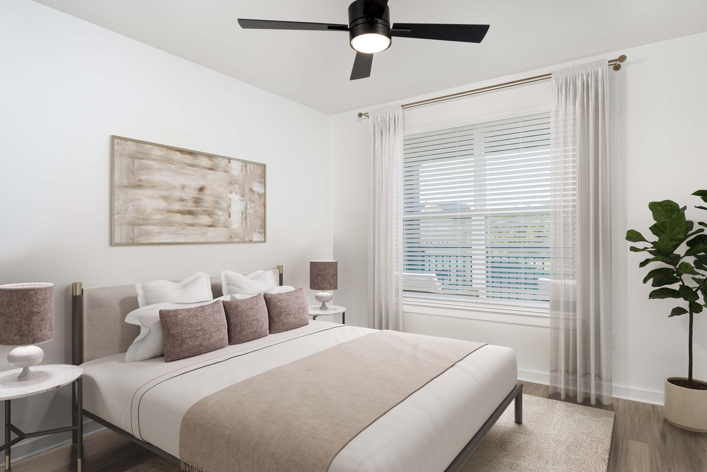 camden south charlotte apartments charlotte sc bedroom with lighted ceiling fan