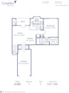 Blueprint of A2BR Floor Plan, 1 Bedroom and 1 Bathroom at Camden Legacy Creek Apartments in Plano, TX