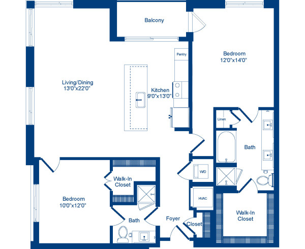 Floor Plan B5 two bedroom at Camden Franklin Park in Franklin, TN