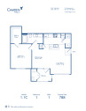 Blueprint of 1.1C Floor Plan, 1 Bedroom and 1 Bathroom at Camden Fallsgrove Apartments in Rockville, MD