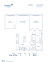 Blueprint of The A10A, 1 Bedroom 1 Bathroom Floor Plan at Camden Washingtonian Apartments in Gaithersburg, MD