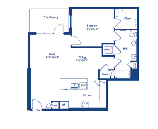 Camden Buckhead apartments Atlanta, Georgia 1 bedroom, 1 bath, floor plan A13