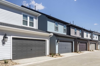 Alleyway garages at Camden Long Meadow Farms homes for rent in Richmond, TX