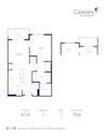 A1A floor plan, 1 bed x 1 bath, accessible apartment home at Camden West Nashville in Nashville, TN