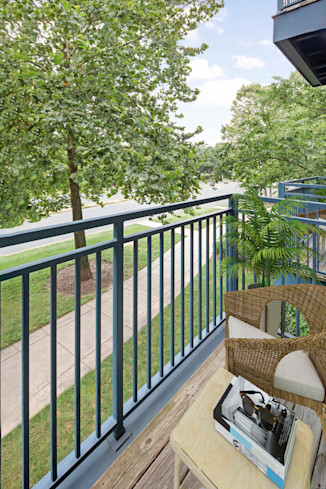 Private balcony at Camden Monument Place apartments in Fairfax, VA