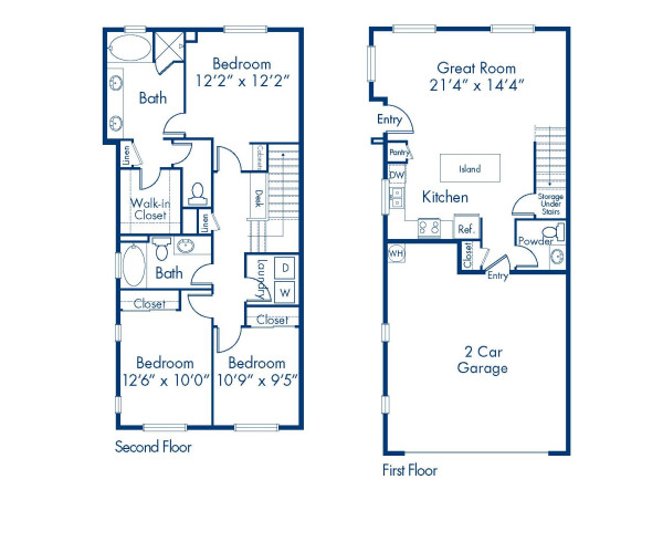 Blueprint of C1A Floor Plan, 3 Bedrooms and 2.5 Bathrooms at Camden Chandler Apartments in Chandler, AZ