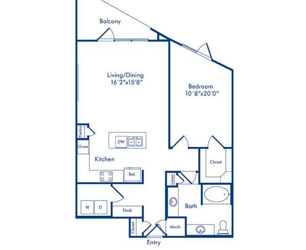 Blueprint of C4 Terrace Floor Plan, 1 Bedroom and 1 Bathroom at Camden Highland Village Apartments in Houston, TX