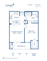 Blueprint of A Floor Plan, 1 Bedroom and 1 Bathroom at Camden Midtown Houston Apartments in Houston, TX