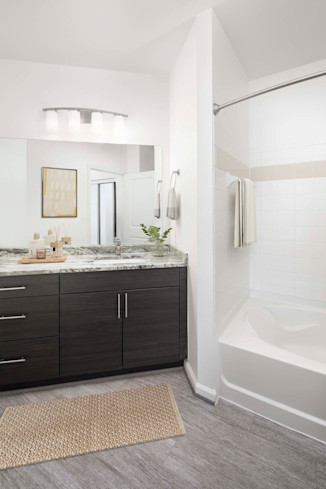 Bathroom with garden bathtub at Camden Monument Place apartments in Fairfax, VA