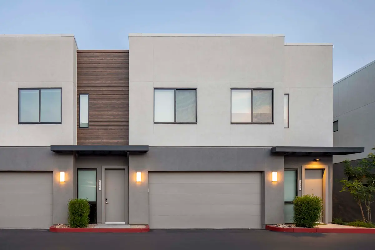 Townhomes with attached garages at Camden North End.