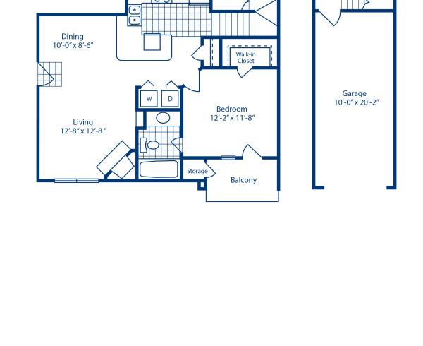 Blueprint of A3 Floor Plan, 1 Bedroom and 1 Bathroom at Camden Legacy Creek Apartments in Plano, TX