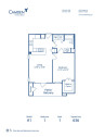 Blueprint of A1 Floor Plan, 1 Bedroom and 1 Bathroom at Camden Farmers Market Apartments in Dallas, TX