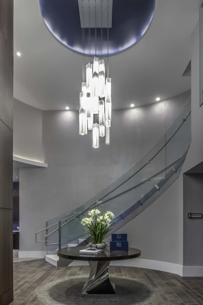 Lobby with chandelier