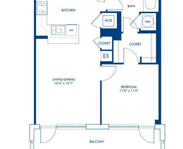 Blueprint of A3 Floor Plan, 1 Bedroom and 1 Bathroom at Camden NoMa Apartments in Washington, DC
