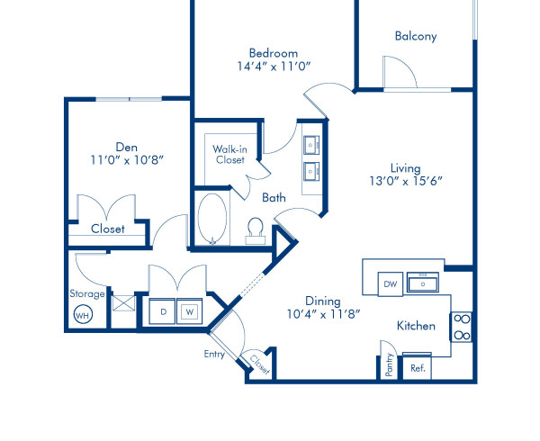 Naples-A Floor Plan, 1 bed and 1 bath plus den apartment home at Camden LaVina in Orlando, FL