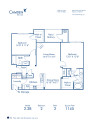 Blueprint of 2.2B Floor Plan, 2 Bedrooms and 2 Bathrooms at Camden Silo Creek Apartments in Ashburn, VA