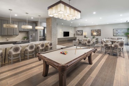 Resident Clubroom with billiards at Camden Lamar Heights