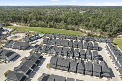Aerial view of Camden Woodmill Creek homes for rent near Panther Creek Walking Trail