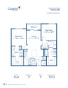 Blueprint of Gulf Floor Plan, two bedroom and two bathroom apartment home at Camden Thornton Park Apartments in Orlando, FL