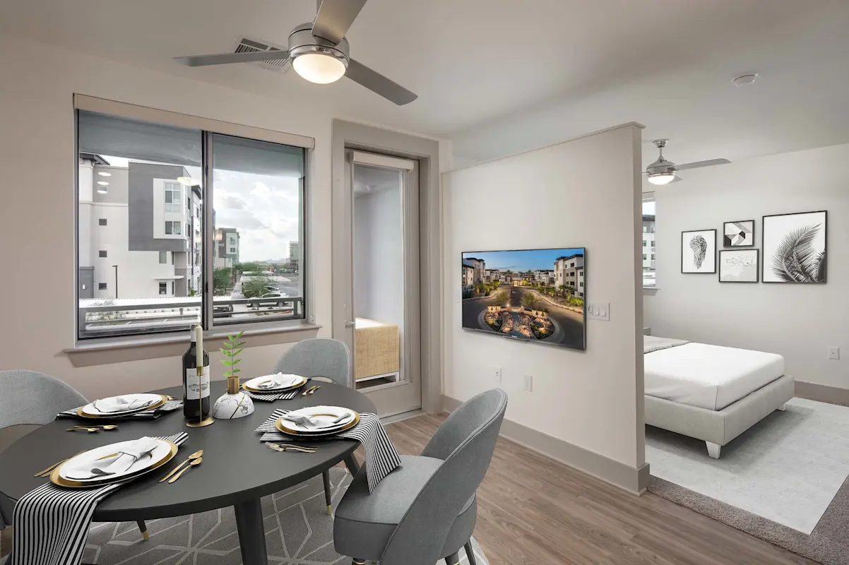 Studio dining and sleeping area at Camden North End.
