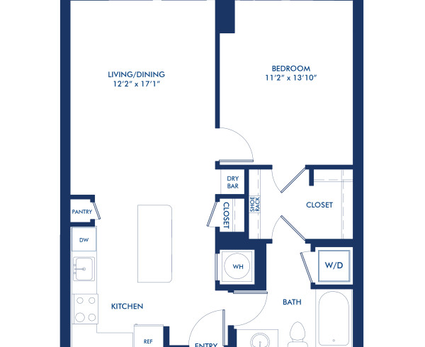 Blueprint of A7.2 Floor Plan, 1 Bedroom and 1 Bathroom at Camden NoMa II Apartments in Washington, DC