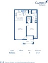 Blueprint of Balboa Floor Plan, 1 Bedroom and 1 Bathroom at Camden Northpointe Apartments in Tomball, TX