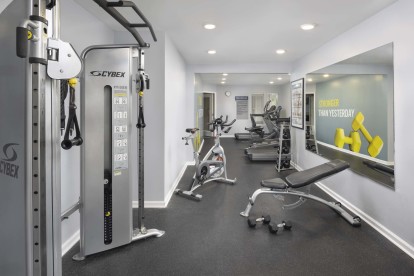 Strength training equipment in fitness center at Camden Touchstone in Charlotte, NC