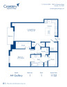 Camden Highland Village apartments in Houston, TX Gallery one bedroom floor plan A4f