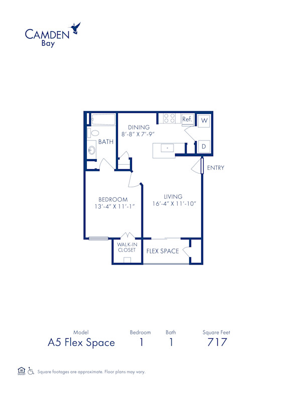 Blueprint of Coastal (Solarium) Floor Plan, 1 Bedroom and 1 Bathroom at Camden Bay Apartments in Tampa, FL