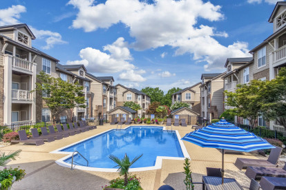 Resort style pool with sundeck at Camden Ballantyne in Charlotte North Carolina