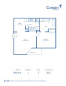 Blueprint of B-A Floor Plan, 1 Bedroom and 1 Bathroom at Camden Valley Park Apartments in Irving, TX