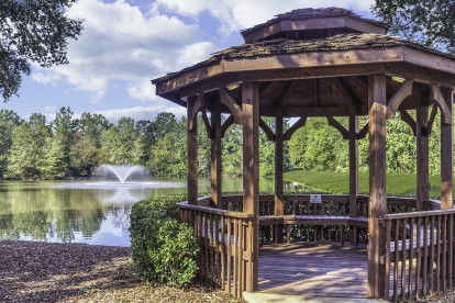 Gazebo overlooking community pond