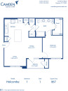 Blueprint of the Holcombe floor plan at Camden Cypress Creek II apartments in Houston, TX