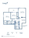 Blueprint of 2.1 Floor Plan, 2 Bedrooms and 1 Bathroom at Camden Fairview Apartments in Charlotte, NC