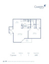 Cypress 1 bedroom 1 bathroom floor plan at Camden Valley Park apartments in Irving, Texas