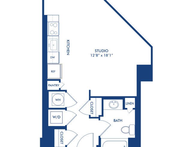 Blueprint of S5 Floor Plan, Studio with 1 Bathroom at Camden NoMa Apartments in Washington, DC