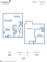 Blueprint of 1BL Floor Plan, 1 Bedroom and 1 Bathroom at Camden Monument Place Apartments in Fairfax, VA