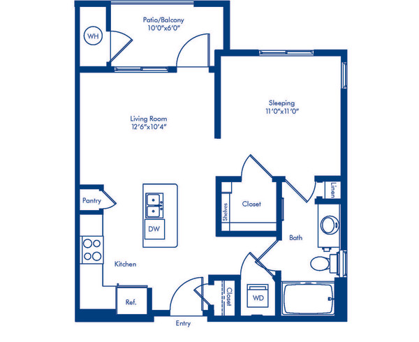 Blueprint of S Floor Plan, Apartment Home with Living Room and Sleeping Area at Camden North End in Phoenix, AZ